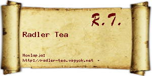 Radler Tea névjegykártya